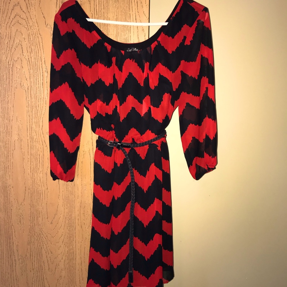 Chevron dress, above knee.